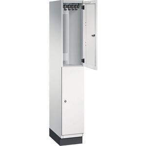 CP, CP CAMBIO Fächerschrank mit HPL-Türen und Garderobenstange 2 Fächer Korpus lichtgrau / Tür lichtgrau, Breite 300 mm