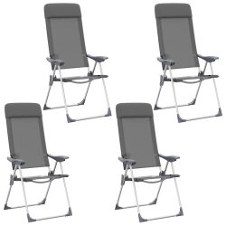 vidaXL Klappbare Campingstühle 4 Stk. Grau Aluminium
