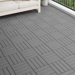 vidaXL 11 Stk. Terrassenfliesen geprägtes WPC 30x30cm 1qm Grau