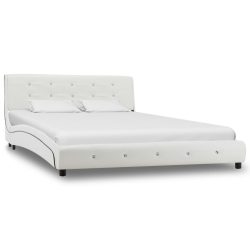 Bettgestell Weiss Kunstleder 140 x 200 cm