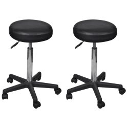 Rollhocker 2 Stk. Schwarz 35,5 x 98 cm Kunstleder