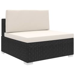 Diverse Hardware, Mittelsofa mit Auflagen Poly Rattan Schwarz