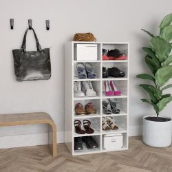 vidaXL Schuhregal Hochglanz-Weiß 54×34×100 cm Spanplatte