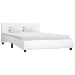 Bettgestell Weiss Kunstleder 140 x 200 cm
