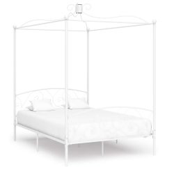 Himmelbett-Gestell Weiss Metall 140 x 200 cm