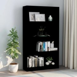 vidaXL Bücherregal 4 Fächer Schwarz 80 x 24 x 142 cm Spanplatte