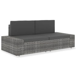 Diverse Hardware, Modulares 2-Sitzer-Sofa Poly Rattan Grau