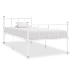 vidaXL Bettgestell Weiß Metall 90×200 cm
