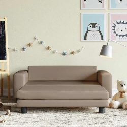 vidaXL Kindersofa mit Hocker Cappuccino-Braun 100x50x30 cm Kunstleder