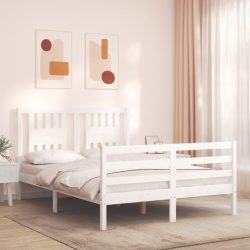 vidaXL Massivholzbett mit Kopfteil Weiß 4FT6 Double