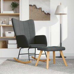 vidaXL Schaukelstuhl mit Hocker Stoff Dunkelgrau