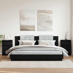 vidaXL Nachttische 2 Stk. Schwarz 40x35x62,5 cm Spanplatte