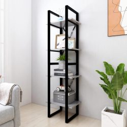 vidaXL Bücherregal 4 Fächer Betongrau 40x30x140 cm Spanplatte