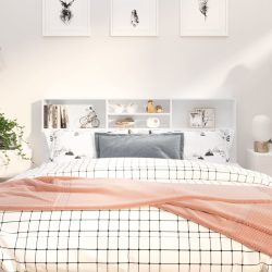 vidaXL Bett-Kopfteil mit Ablagen Hochglanz-Weiß 180x19x103,5 cm