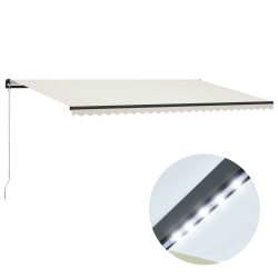 vidaXL Einziehbare Markise Handbetrieben mit LED 600×300 cm Creme