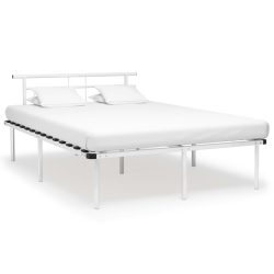 vidaXL Bettgestell Weiß Metall 160x200 cm