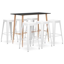 vidaXL 7-tlg. Bar-Set Schwarz und Weiß
