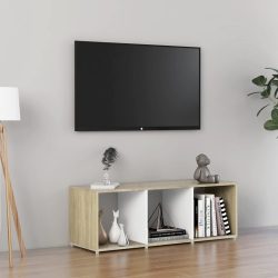vidaXL TV-Schrank Weiß und Sonoma-Eiche 107x35x37 cm Spanplatte