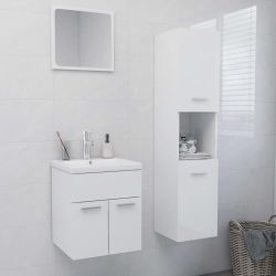 vidaXL Badmöbel-Set Hochglanz-Weiß Spanplatte