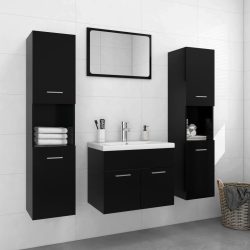 vidaXL Badmöbel-Set Schwarz Spanplatte