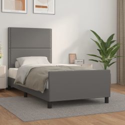 vidaXL Bettgestell mit Kopfteil Grau 90x190 cm Kunstleder