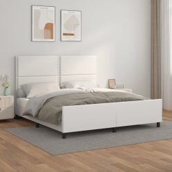 vidaXL Bettgestell mit Kopfteil Weiß 180x200 cm Kunstleder