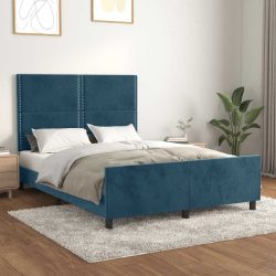 vidaXL Bettgestell mit Kopfteil Dunkelblau 140x200 cm Samt