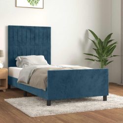 vidaXL Bettgestell mit Kopfteil Dunkelblau 90x200 cm Samt