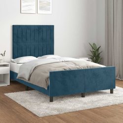 vidaXL Bettgestell mit Kopfteil Dunkelblau 120x200 cm Samt