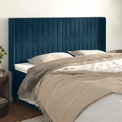 vidaXL Kopfteil mit Ohren Dunkelblau 183x16x118/128 cm Samt
