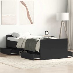 vidaXL Bettgestell mit Kopf- und Fußteil Schwarz 100x200 cm