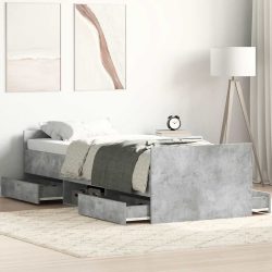 vidaXL Bettgestell mit Kopf- und Fußteil Betongrau 90x200 cm