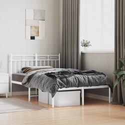 vidaXL Bettgestell mit Kopfteil Metall Weiß 120x190 cm