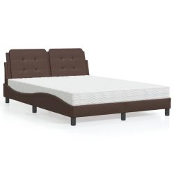 vidaXL Bett mit Matratze Braun 140x190 cm Kunstleder