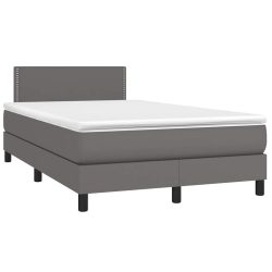 vidaXL Boxspringbett mit Matratze & LED Grau 120x190 cm Kunstleder