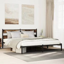 vidaXL Metallbett ohne Matratze Räuchereiche 200x200 cm