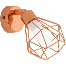 Kupferfarbene LED-Wandleuchte Zapata im Käfiglook