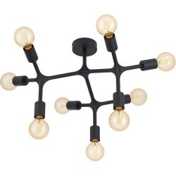 Deckenlampe Bocadella 1 in Schwarz, neunflammig