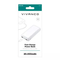 Vivanco Powerbank 20000 mAh Li-Ion USB-A, USB-C® Weiß Statusanzeige
