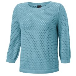 Gestrickter Ajourpullover mit Rundhalsausschnitt