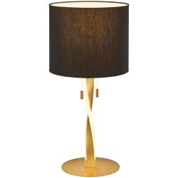 Stehlampe Nandor in Gold-Schwarz m. Zugschalter