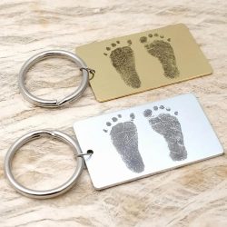 Baby Footprint Keychain Custom Footprint Key Chain Personalized Keychain New Baby Keyring Daddy Keychain New Mom Gift