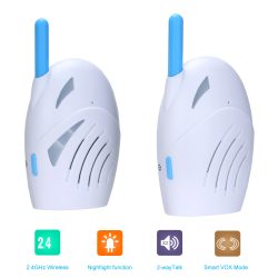2.4GHz Wireless Digital Audio Portable Baby Monitor 2 Way Talk Crystal Clear Baby Cry Detector Sensitive Transmission with music