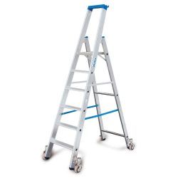 Krause 124616 Aluminium Stufen-Stehleiter fahrbar Arbeitshöhe (max.): 2.95 m Silber 8.7 kg