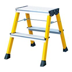 KRAUSE Alu-Klapptritt mit Rollen 2 x 2 Stufen, gelb