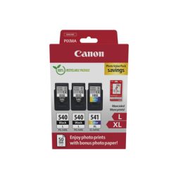 Canon PG-540L x2/CL-541XL Photo Paper Value Pack - 2er-Pack - Schwarz, Farbe (Cyan, Magenta, Gelb) - original - Hängebox - Tintenpatrone / Papierkit
