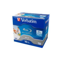Verbatim Bd-R SL 25Gb 6x Printable 10 Pack Jewel Case - Bd-R