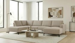 Home affaire Wohnlandschaft »Tournon U-Form, XXL Sofa, Breite 333 cm, Webstoff, Chenille«, Designsofa im nordischen Stil, Wellenunterfederung, Metallfüsse