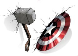 Komar Wandtattoo »Avengers Hammer & Shield«, (4 St.), 100 x 70 cm