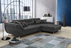Places of Style Ecksofa, mit eingearbeiteter Kaltschaummatte und attraktiver Steppung, inklusive Kissen, Recamiere links oder rechts montierbar, frei im Raum stellbar